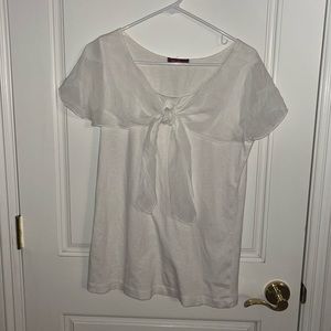Bashara Lesser White Off The Shoulder Tie Front Ruffle Top Size Large